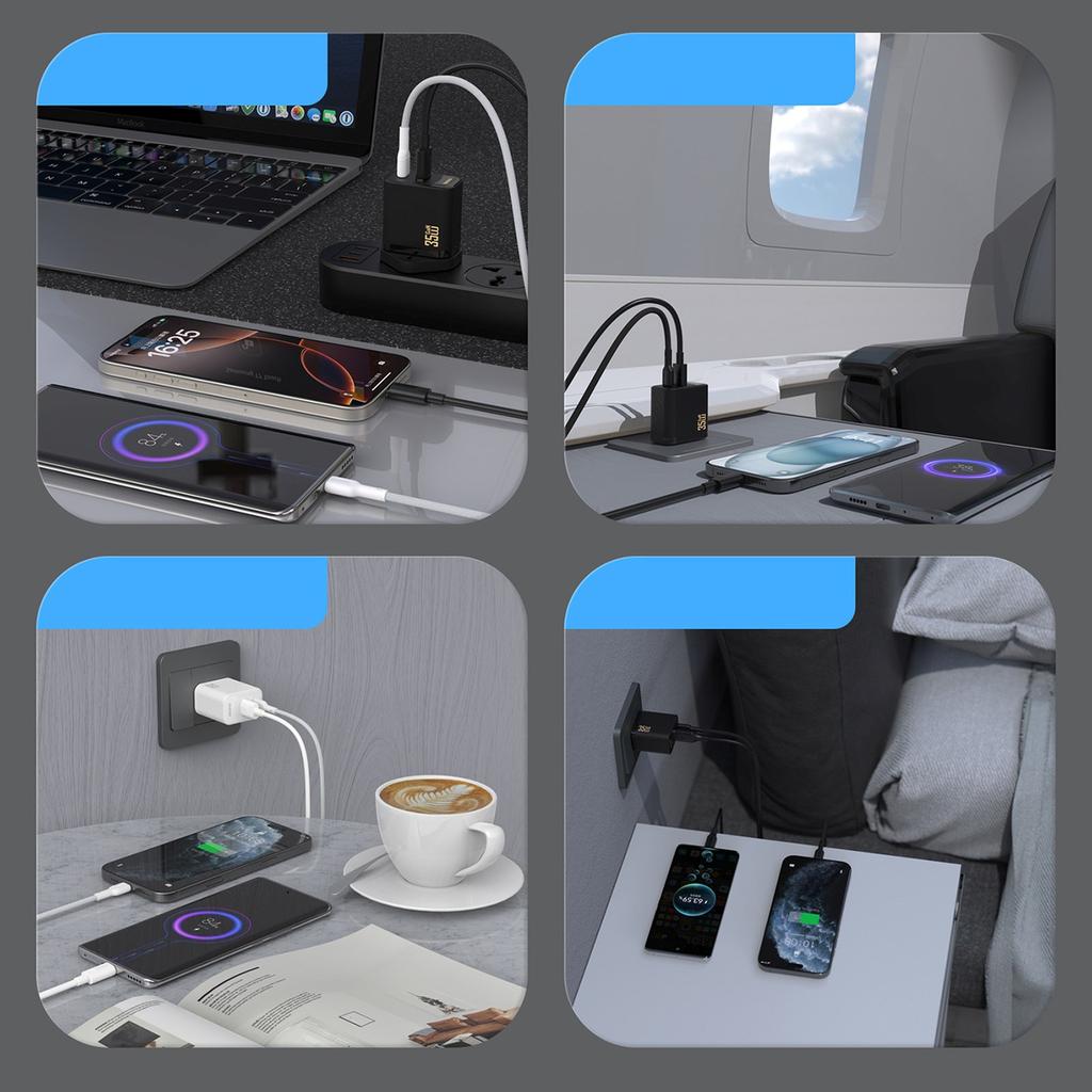 Ładowarka sieciowa A27 MaxC USB-C USB-A GaN 35W - czarna