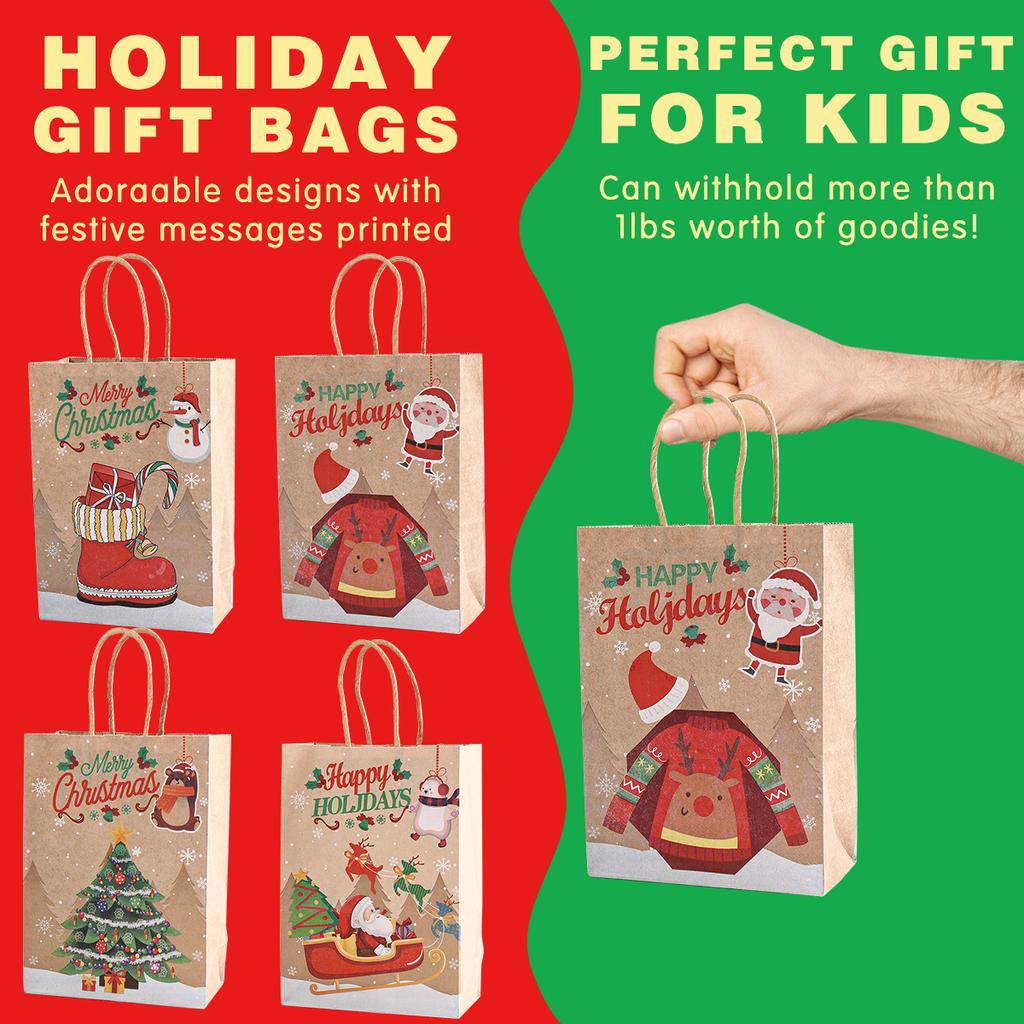 Christmas Kraft Paper Gift Bags Xmas Candy Cookies Gift Tote Bag Christmas Decoration 2025 for Home Navidad Noel New Year 2025