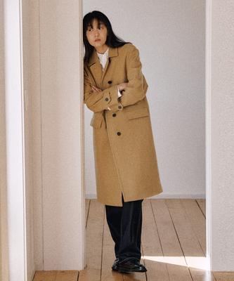 Ttudement Wool Cashmere Single Coat Camel