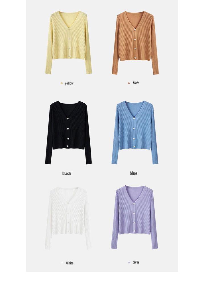 Women's Ice Silk Knit Cardigan - Short Style for Spring & Summer