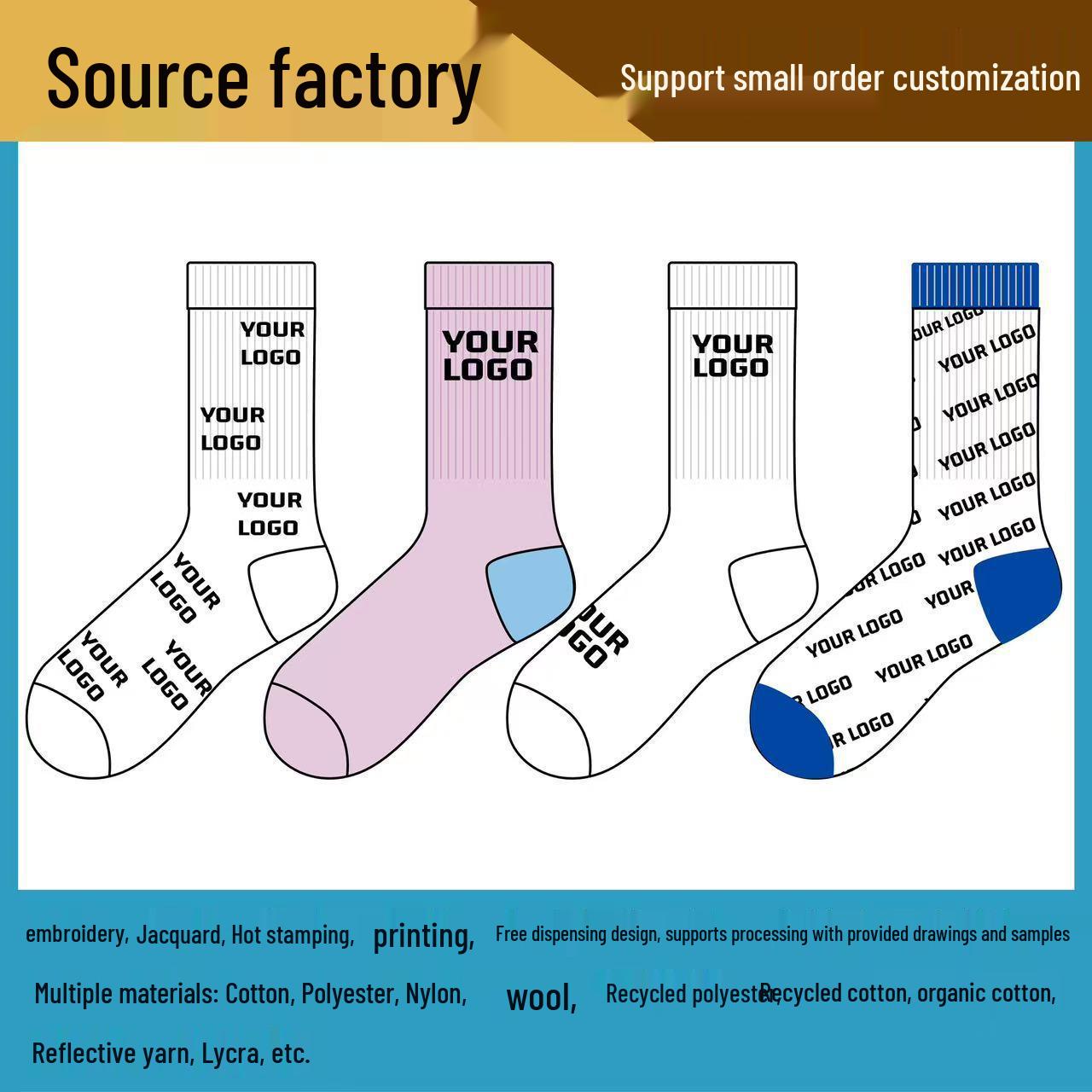 Custom Embroidered Jacquard Cotton Sports Socks for Men and Children