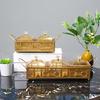 Gold Metal Platter Eid Mubarak Snacks Tray Ramadans Dessert Serving Dish Middle Eastern Festival Desktop Decoration