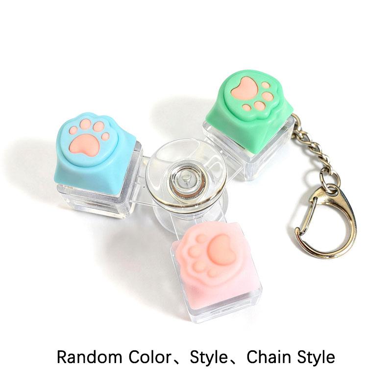Cute Cat Paw Fidget Clicker Spinner Toy with LED Light Glowing Keyboard Button Stress Relief Anti-Anxiety Portable Keychain Gift