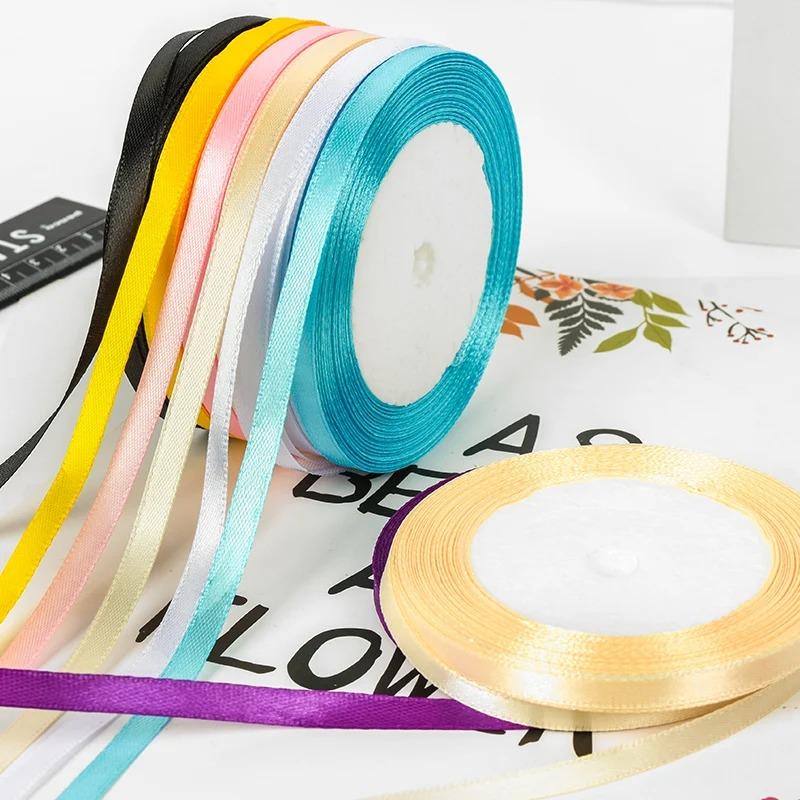 25Yards 6mm Silk Satin Ribbons for Crafts Bow Handmade Accessories for Clothing Accessories and Hats DJIY