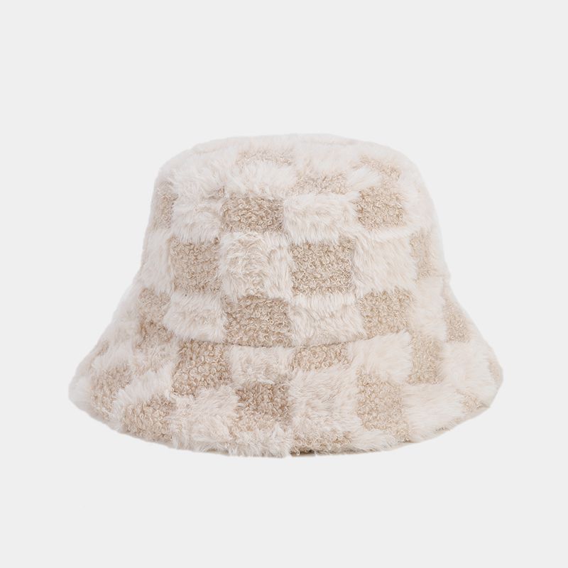 Unisex Bucket Hat Striped Women Men Fishing Fisherman Hat Autumn Winter Faux Fur Wool Outdoor Warm Panama Cap