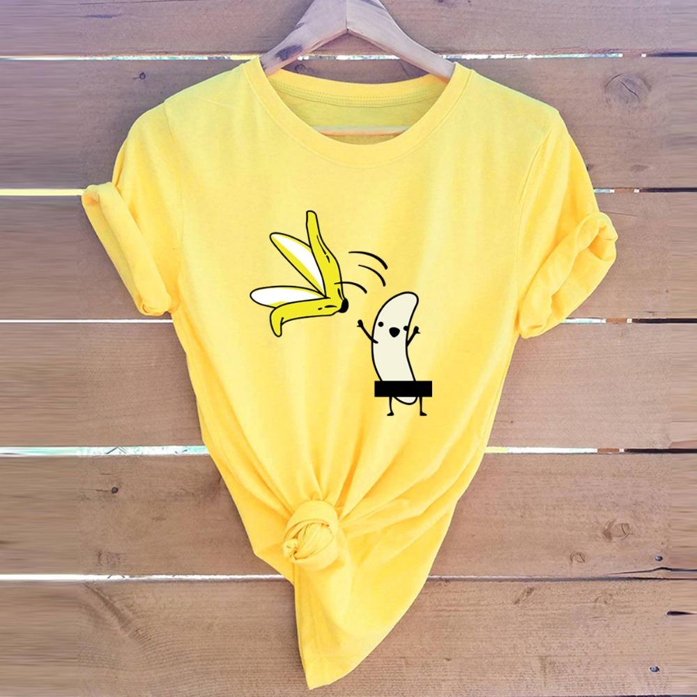 COTTON 100% Hot European and American Funny Banana Undress Short-sleeved Women's