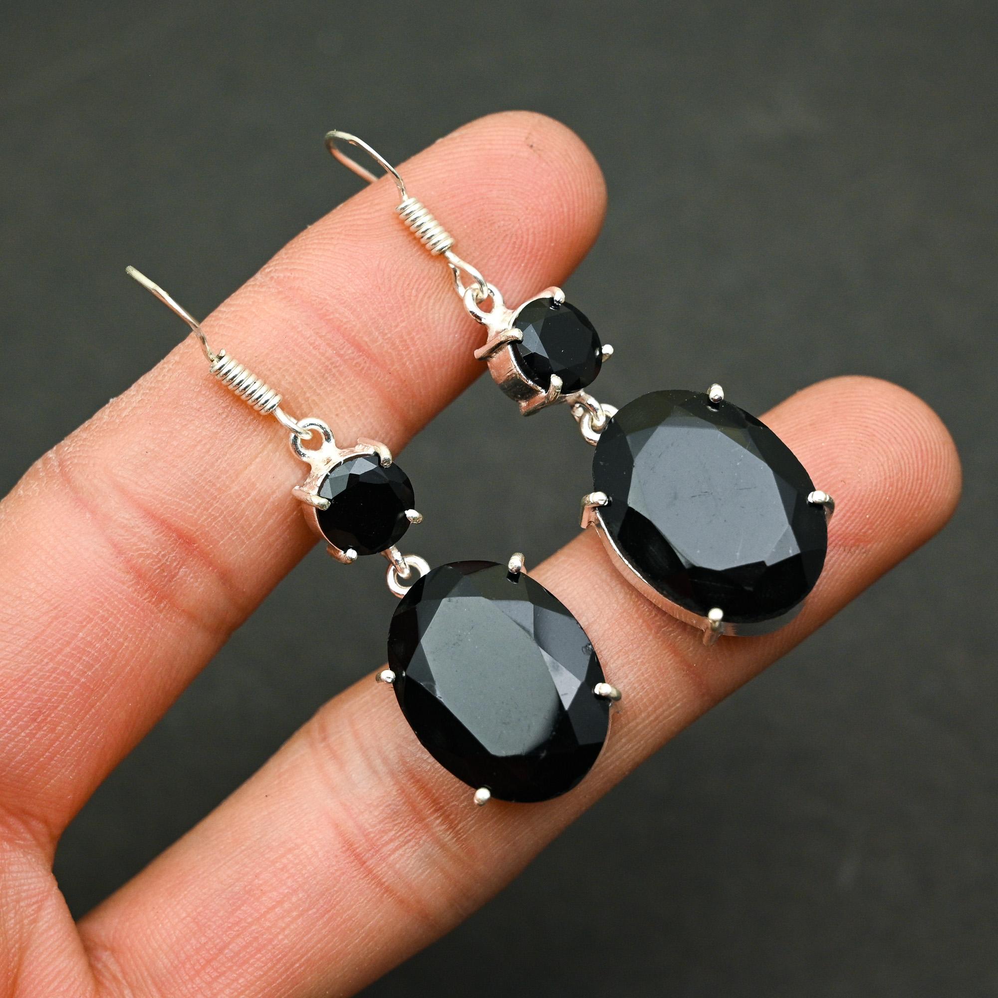 

Black Spinel Gemstone 925 Sterling Silver Jewelry Women s Earrings
