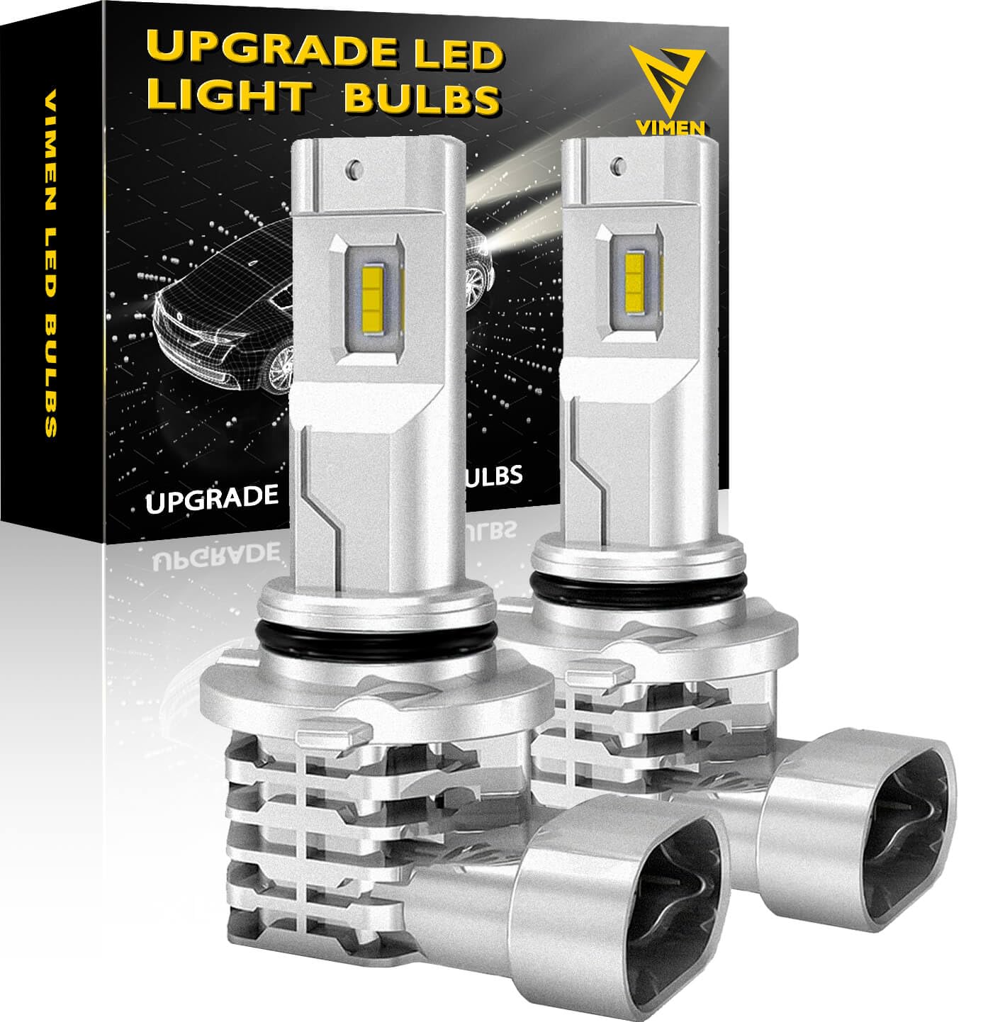 VIMEN HB4 LED Headlight for Cars, Integrated 9006 LED Bulb, 6,500K, White, High Brightness, HB4