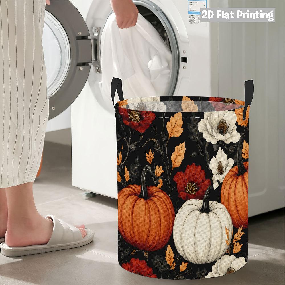 Collapsible Laundry Basket Large Round Waterproof Fabric Hamper Dirty Clothes Storage Bin Toy Organizer with Handles