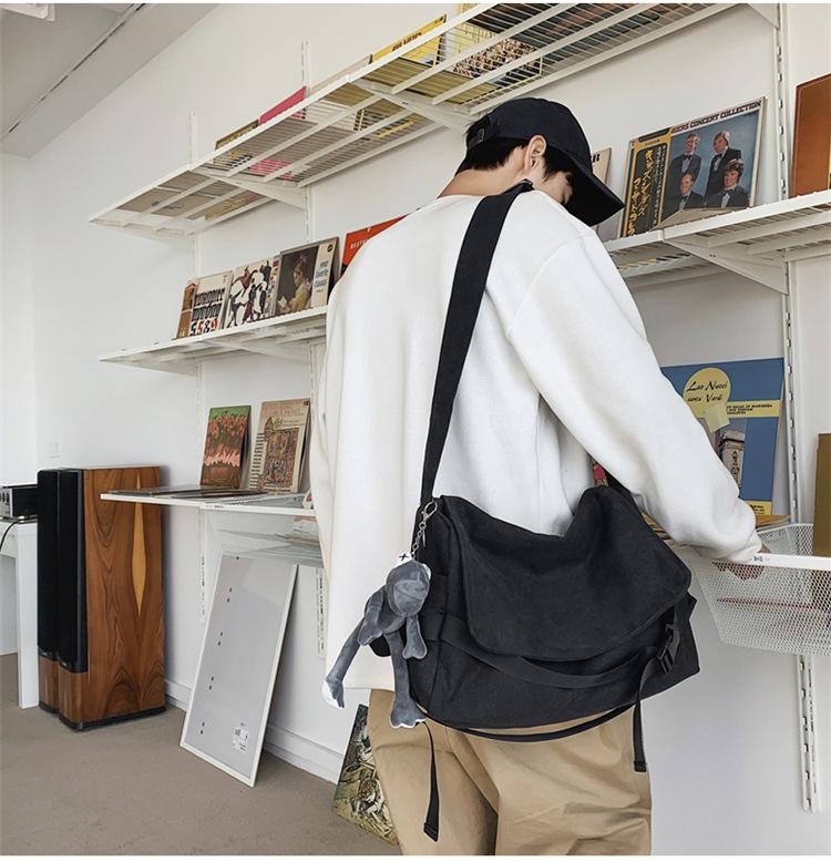 Men's Large Capacity Canvas Messenger Bag - Casual, Simple, Student and Boys' Shoulder Bag