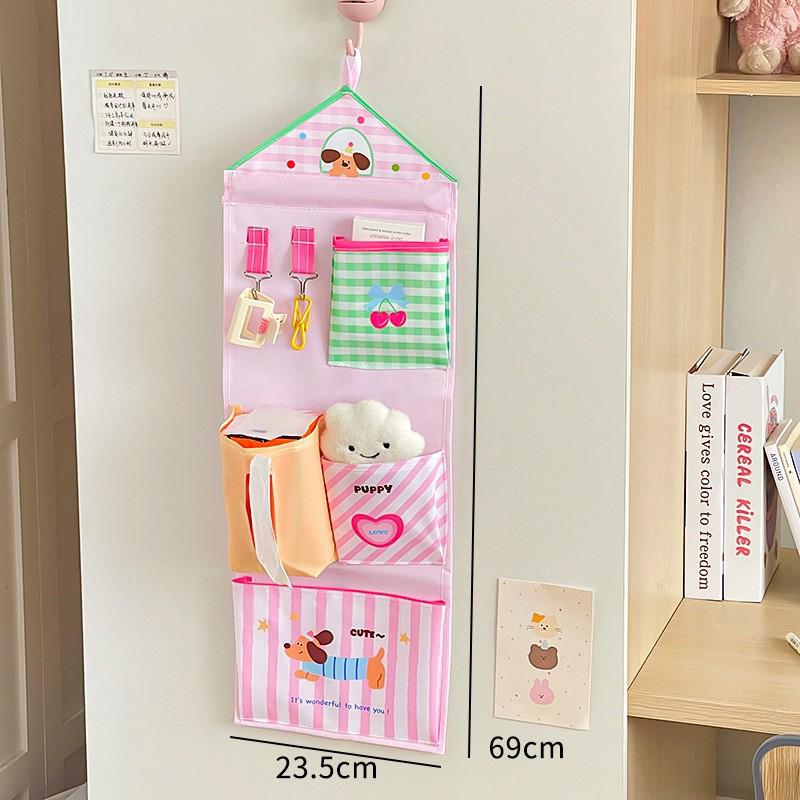 Student Dorm Hanging Storage Organizer Wall Door Mounted For Underwear Pouch Bedside Closet Multi Pocket Bag S розовый