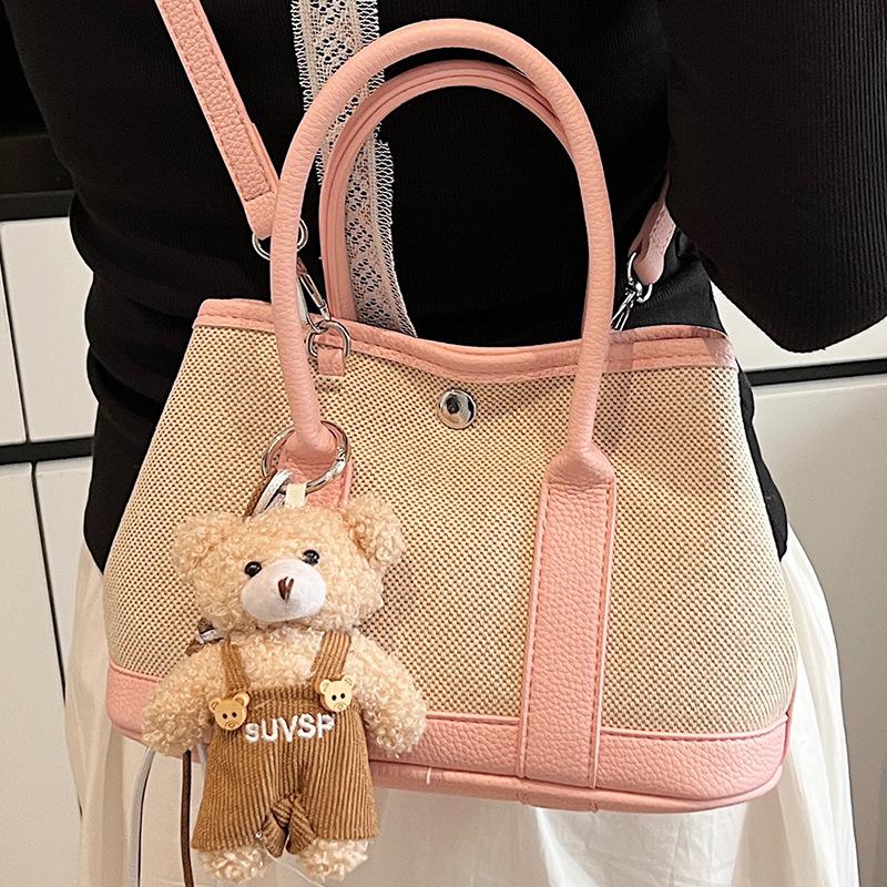 Summer new fashion contrast large-capacity hand-held bucket bag women's simple casual commuter shoulder body bag