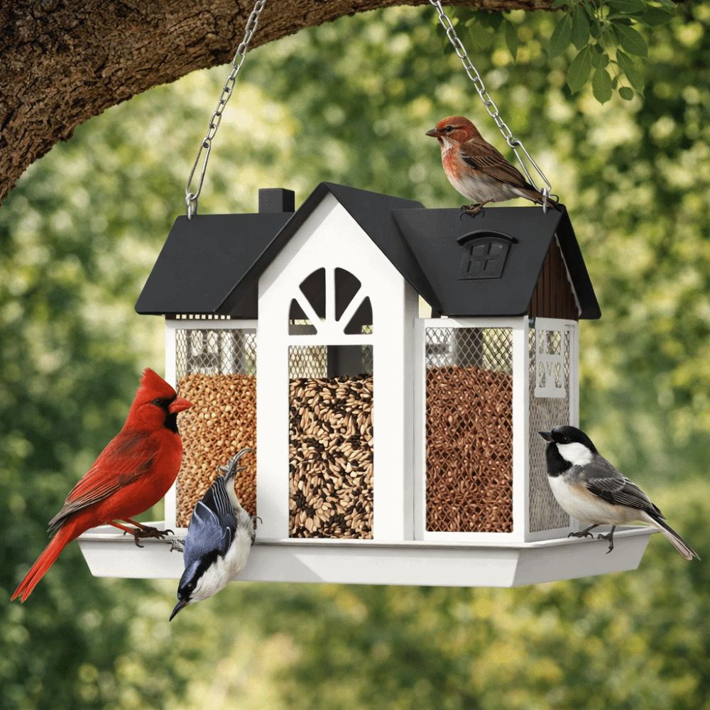 Metal Wild Bird Feeder Large Capacity Bird Feeding Station Hanging Bird Feeder  Outdoor Yard