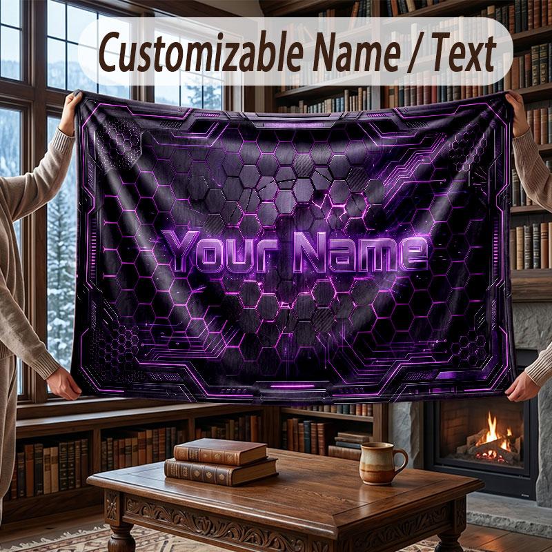 Coperta Ponderata a Tema Geometrico Astratto Coperta Personalizzata con Nome Testo Coperta Morbida Accogliente per Casa Divano Letto
