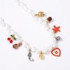 Baroque simple and fashionable imitation pearl alloy dripping oil love heart cherry and other multi-pendant necklace
