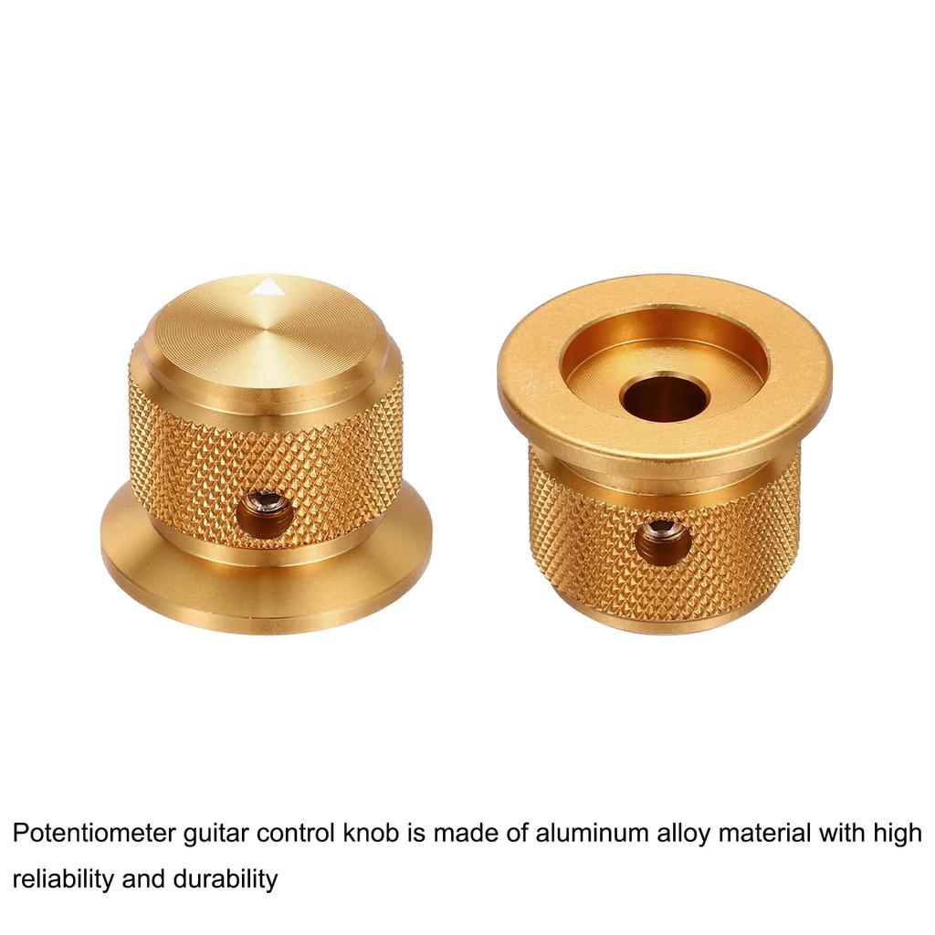 uxcell 3-Piece Aluminum Potentiometer Knob, 14" (6mm) Universal Volume Tone Control Knob with Arrow Indicator for Guitar and Bass, 34" Gold