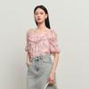 Sancai Women's Floral Print Ruffled Blouse