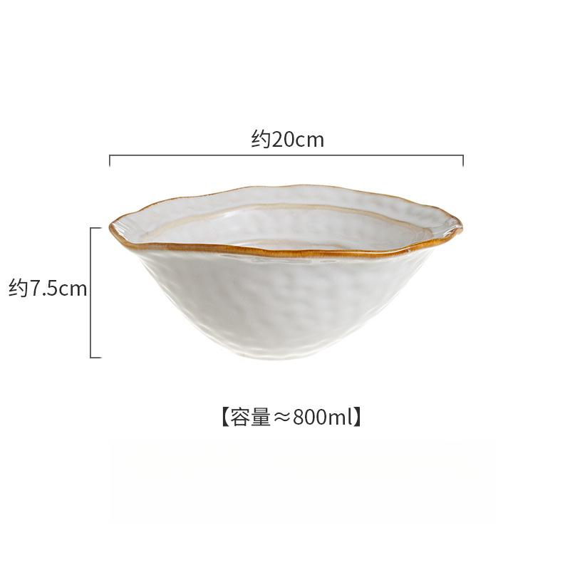 Vintage Luxury Kiln‑Change Glaze Ceramic Tableware, Embossed Double‑Line Round Bowl Plate Microwave‑Safe for Home Hotel & Gifting
