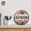 Vintage 7.87 Inch Round Wooden Wall Art Pink Floral Farmhouse Hanging Sign for Bathroom Living Room Rustic Home Decor