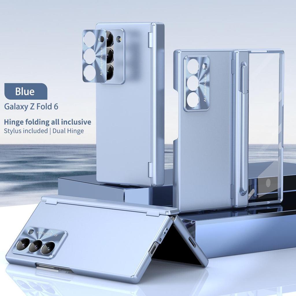 Compatible Samsung Z Fold7/6 Case with Dual Hinge Pen Slot, Pen Shell Film, Full Coverage, and Drop-proof Protection.