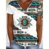 Summer Fashion 3D Personality Printed T-shirt Women's Loose Comfortable Soft Breathable V-neck Short Sleeved T-shirt