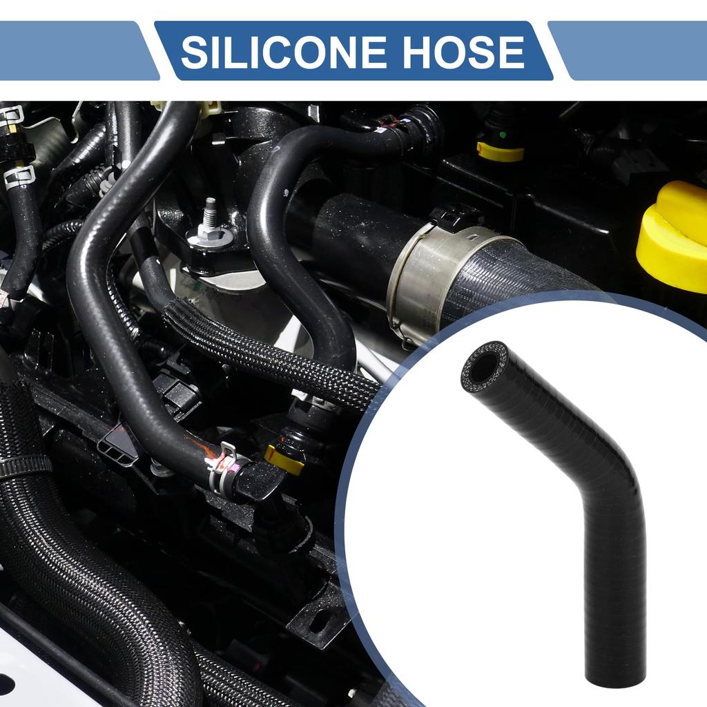 X AUTOHAUX 1 Stück Innendurchmesser 13-19mm Länge 90mm 45 Grad Schwarzer Silikonschlauch Silikon