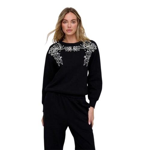 Raffya Womens/Ladies Embroidered Crew Neck Long-Sleeved Sweatshirt