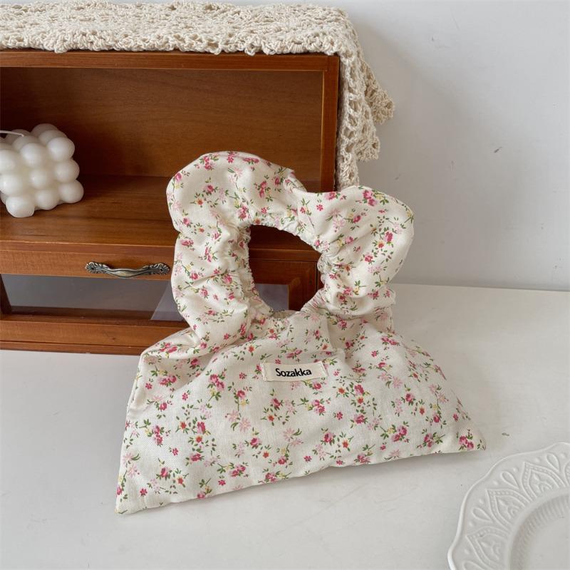 New Thin Cloth Bag Tote Bag Women's Broken Flower Canvas Bag Hand Carry Wrist Bag