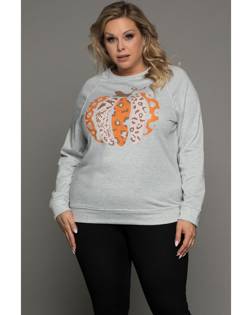 Azura Exchange Pumpkin Leopard Print Plus Size Sweatshirt