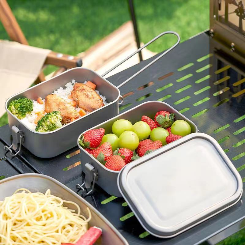 800ml Ultralight Titanium Lunch Box Removable Lid Cookware for Hiking Camping Outdoor Including Climbing for Picnics Tours