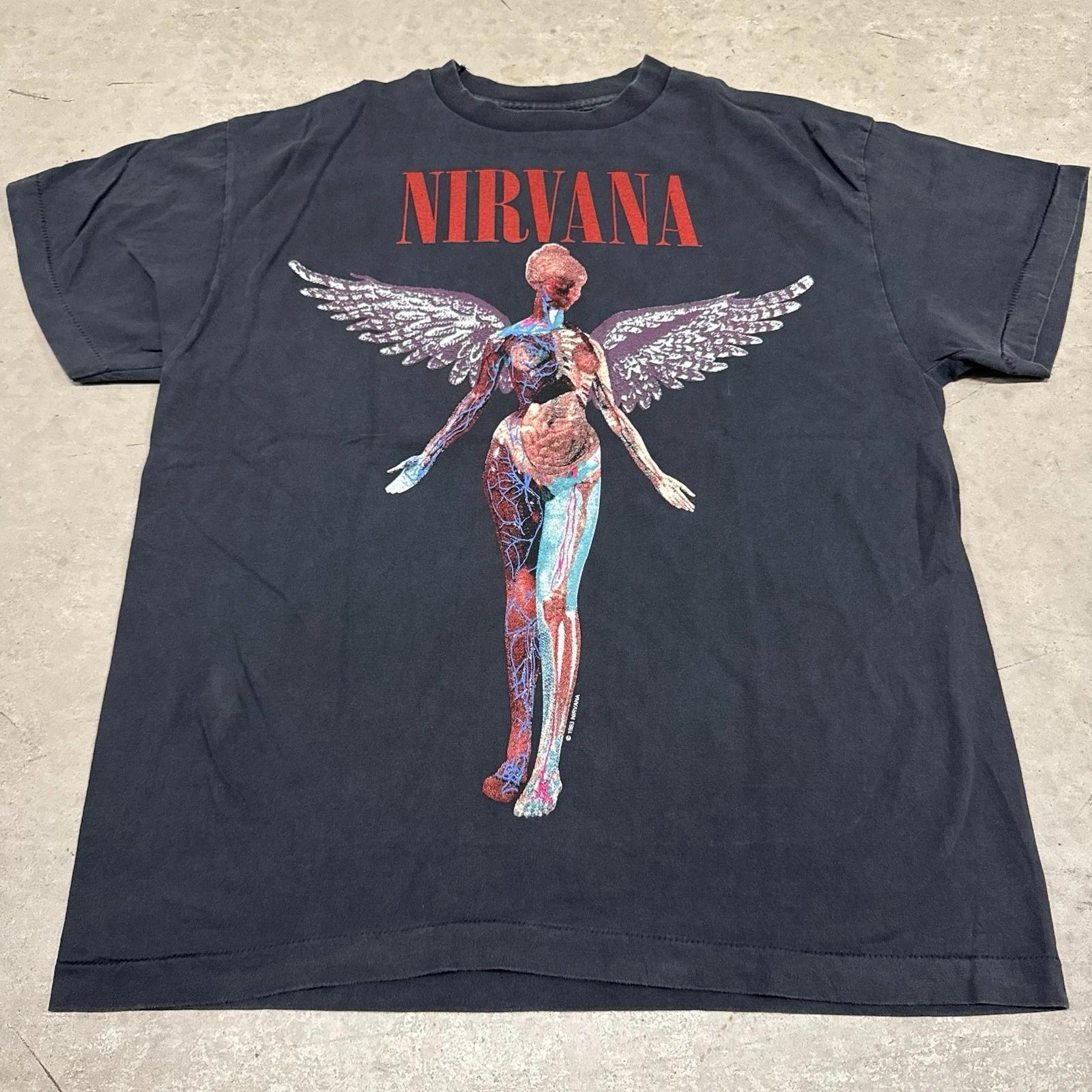 Vintage NIRVANA Vestibule T T-Shirt 90s Band T T-Shirt XL In Utero Giant Tag Reprint L