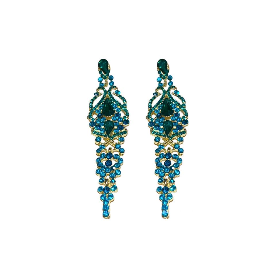 Silver needle with diamonds hollow water drop fringed earrings retro court style elegant earrings light luxury high-end earrings