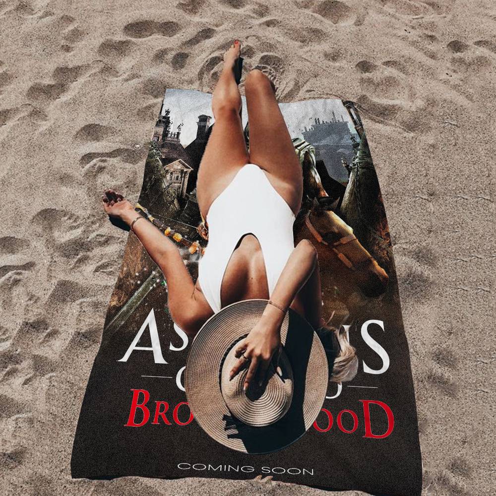 Videospiel A-Assassins Creed Mikrofaserdecke Schnelltrocknende Strandtücher Übergröße Druck Super Saugfähige Pooltuchdecke