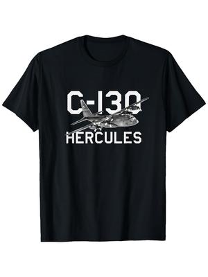 C130 Hercules Militärflugzeug Grafik 100% Baumwolle Sommer Kurzarm Freizeit Rundhals Unisex Gedrucktes T-Shirt