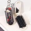 1pc Skeleton Flower Cross Pattern Folding Haircomb with Built in Mirror for Gentle Combing and Styling