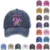 Washed Cotton Baseball Cap With Printed Distressed Soft Top Denim Hat For Men, European And American Retro Hat