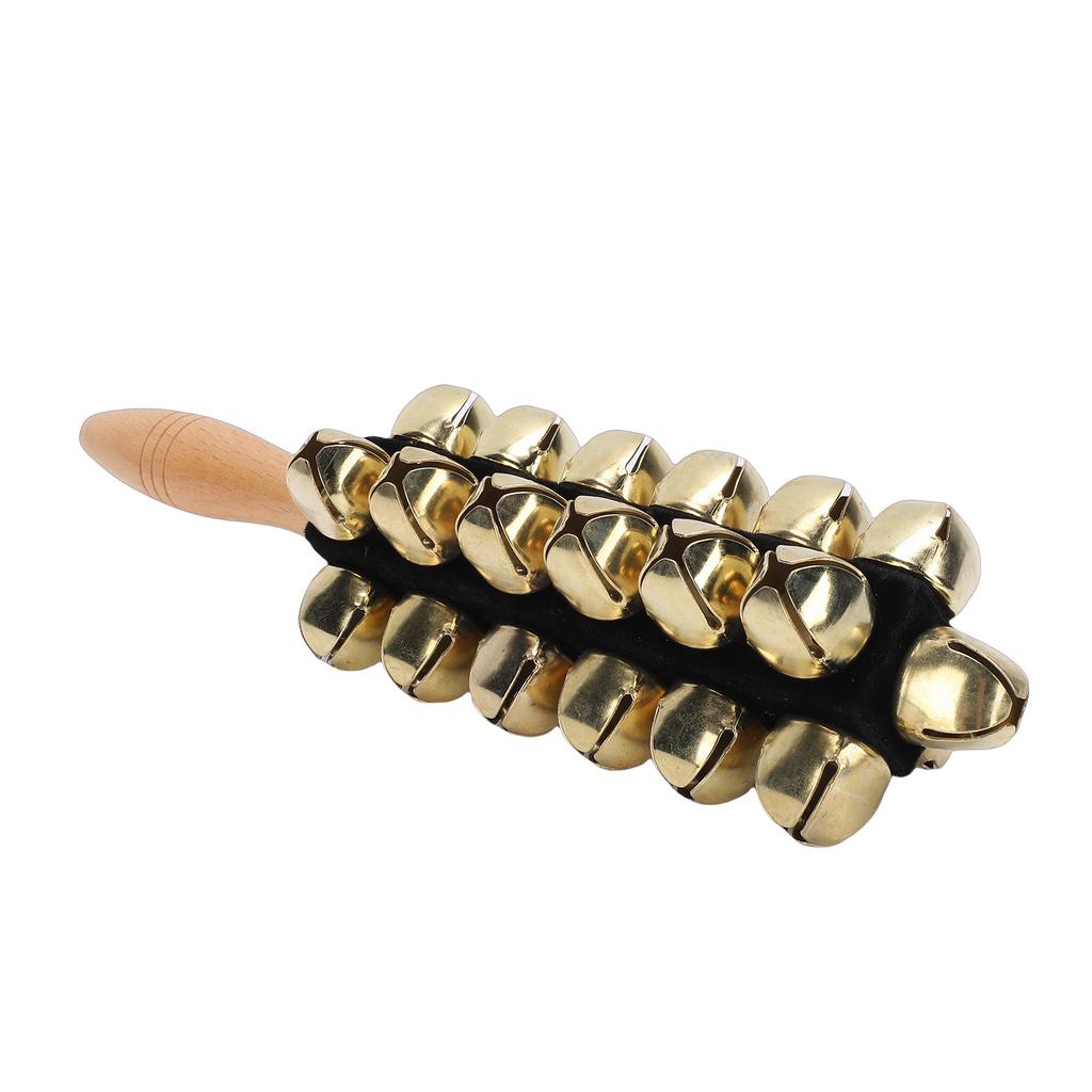Clochette Traîneau Bois de Hêtre Instrument de Percussion Portatif Clochette à Main avec 25 Clochettes pour Chants de Noël Fêtes Formation Musicale