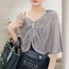 Sunscreen Cardigan Solid Color Half Sleeves Super Thin Shawl Coat Sun Protection Breathable Mesh Sundress Cover Tops Casual Wear Women Clothes