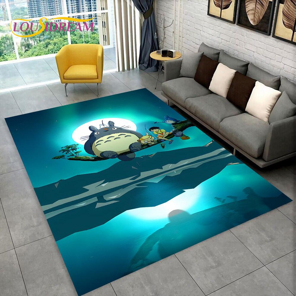 Cartoon My Neighbor T-Totoro Anime Area Rug,Carpet Rug for Living Room Bedroom Sofa Doormat Decoration,Kid Non-slip Floor Mat 3D