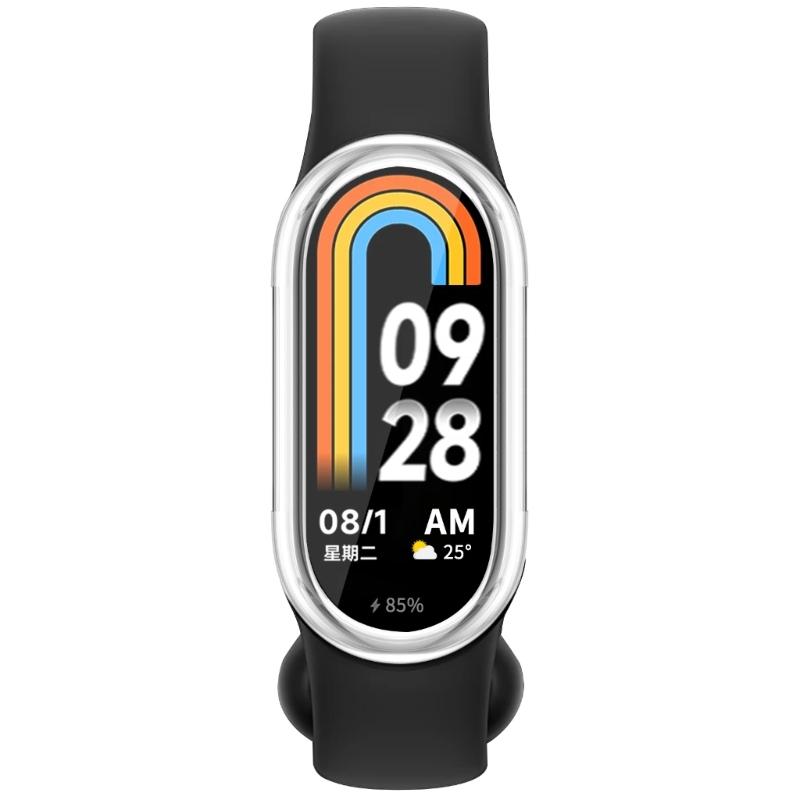 Soft TPU Screen Protector Housing Compatible for Mi-Band 8 Scratched Resistant Protective Cover Bumper-Shell Shockproof