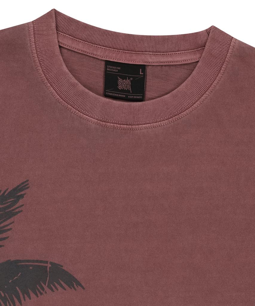 BROWNBREATH Pigment Surfing Tag Tee - Burgandy