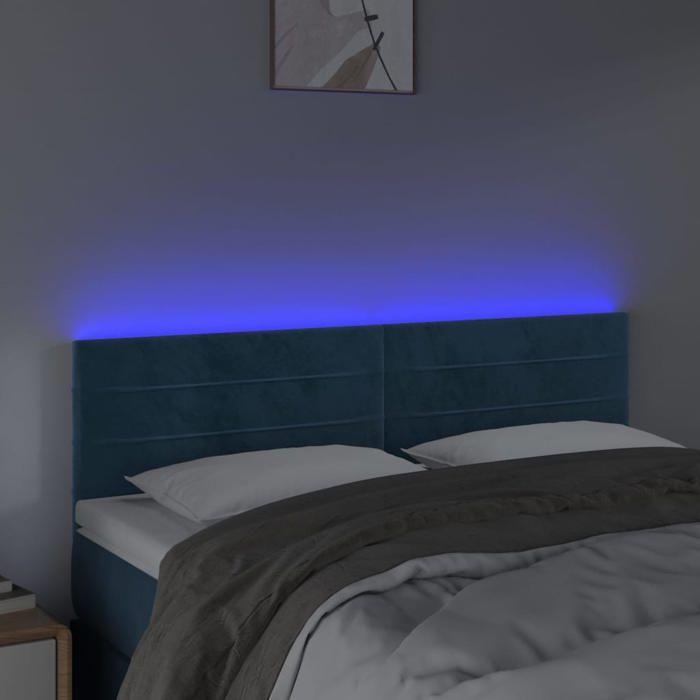 VidaXL Tête de Lit à LED Meuble de Chambre à Coucher Accessoire de Lit Double Tête de Cadre de Lit Intérieur Bleu Foncé 3121804