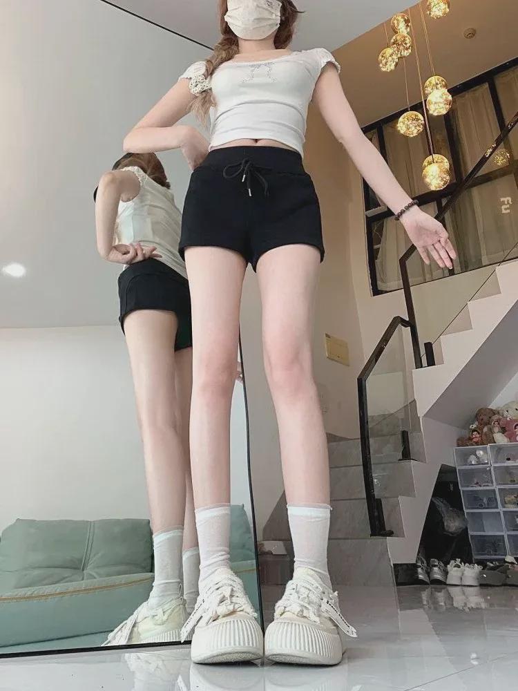 Hip-Lifting Women's Printed Sports Shorts: Elastic Waist Drawstring, Straight Summer Casual Pants