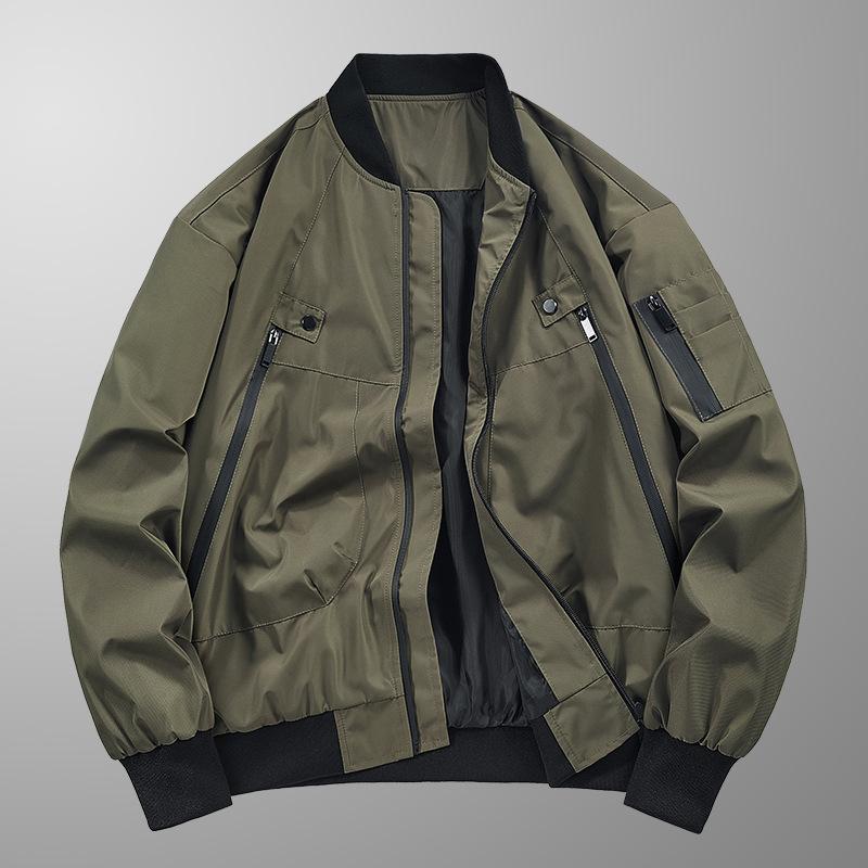 

Осенняя мужская красивая тонкая повседневная бейсбольная куртка с воротником-стойкой, ветрозащитная водонепроницаемая молодежная куртка 3XL хаки