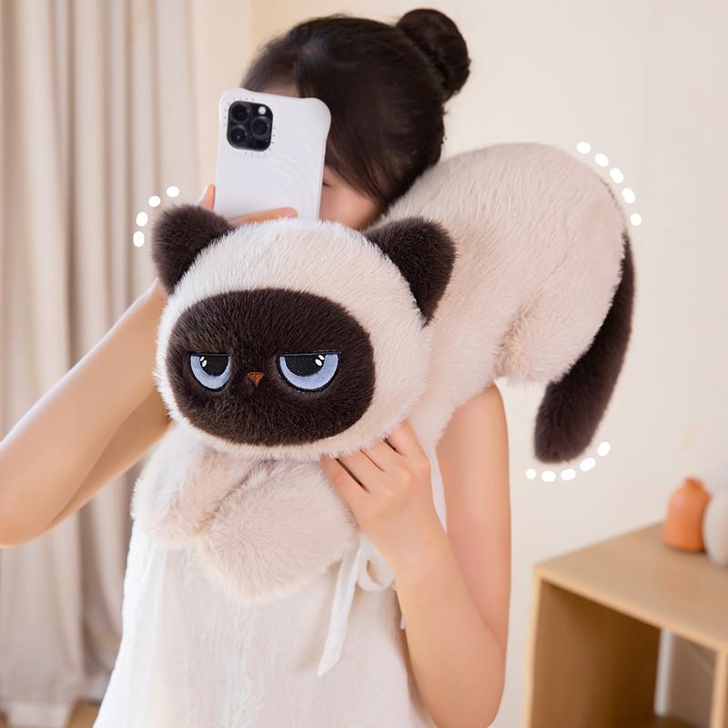 Big Size Cartoon Ragdoll Cat Plush Toys Soft Stuffed Lying Prone Siamese Cat Doll Cuddly Animal Throw Pillow Kawaii Room Decor