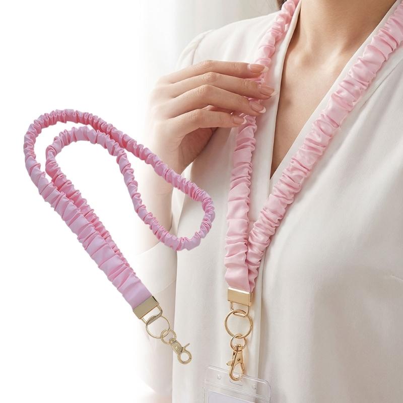 Multifunctional Retractable Scrunchie Lanyard With Keychain And Card Holders Perfect For Offices Work School And Travel