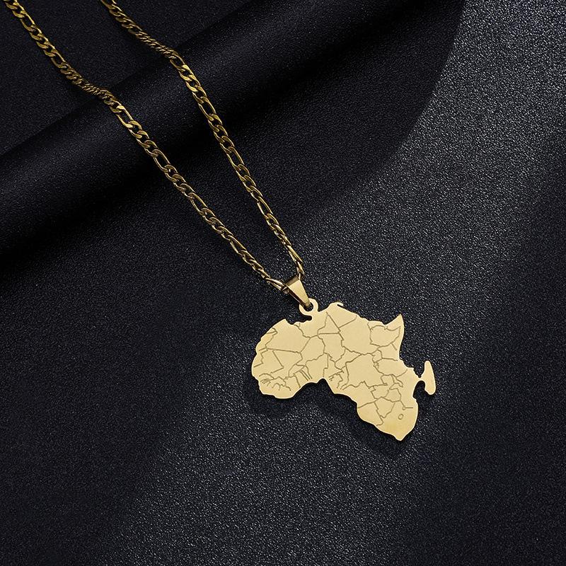 Collares Colgantes Mapa de África de Acero Inoxidable Joyería de Diferentes Países para Mujeres Hombres Accesorios Africanos