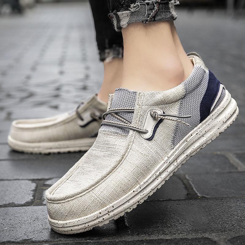 

Мужские лоферы Высококачественный бренд Повседневная обувь Холщовые туфли на плоской подошве Эластичные Удобные Легкие Подходят для светских мероприятий Мужская обувь 40 бежевый