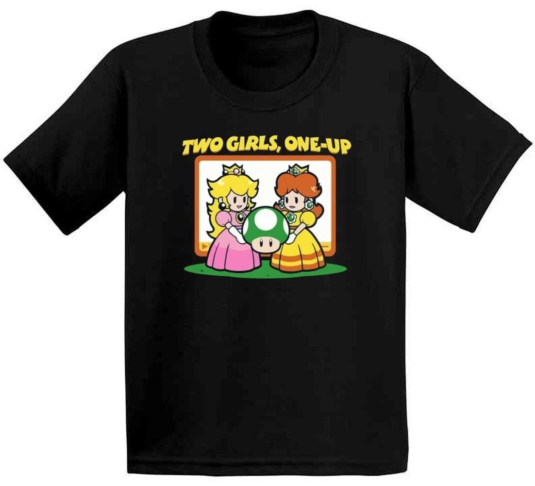 Funny Parody Two Girls 1 Up T-shirt - Internet Meme Gamer Humor Shirt 2XL