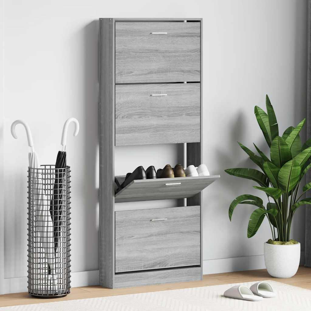 Shoe Cabinet Gray Sonoma 59 x 17 x 150 cm Particleboard